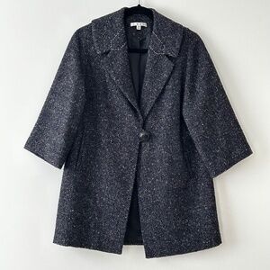 Cabi Black Gray Wool Tweed Blair Coat